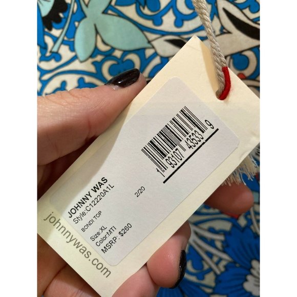 JOHNNY WAS BONDI COLD SHOULDER BLOUSE TOP NWT XL - Picture 9 of 10